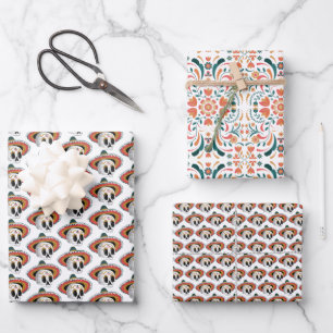 Zuckerschädel-Muster Geschenkpapier Set
