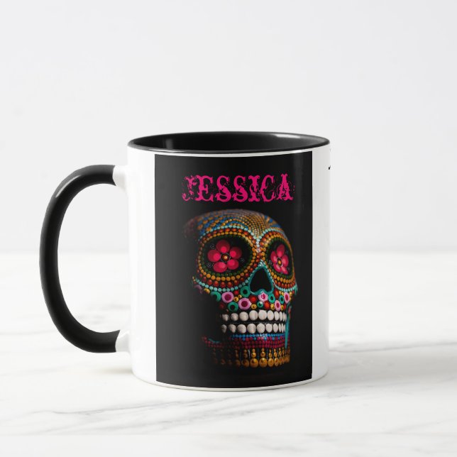 Zuckerschädel Personalisiert Tasse (Links)