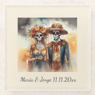 Zuckerschädel-Schatz Dia de los Muertos Glasuntersetzer