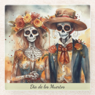 Zuckerschädel-Schatz Dia de los Muertos Glasuntersetzer