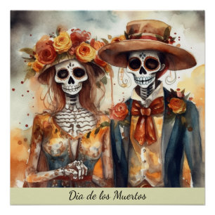 Zuckerschädel-Schatz Dia de los Muertos Poster
