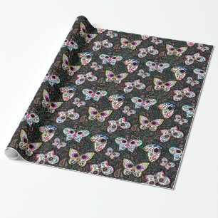 Zuckerschädel-Schmetterlinge Geschenkpapier