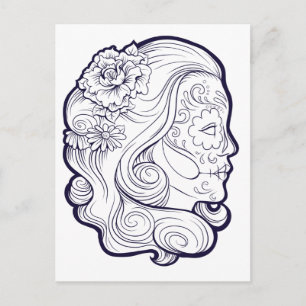 Zuckerschädel Schönheit Madonna Postkarte