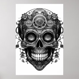 Zuckerschädel Schwarz + Weiß Bild auf einem Wandpo Poster