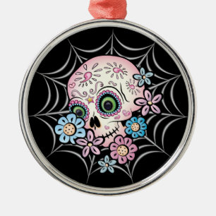 Zuckerschädel Silbernes Ornament