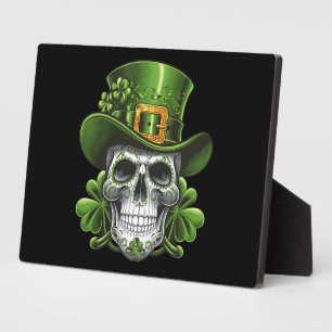 Zuckerschädel St. Patrick's Day Shamrock Fotoplatte