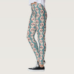 Zuckerschädel-Tag der toten grünen Leggings<br><div class="desc">Mexikanischer Tag des Toten Zuckerschädels Muster,  perfekt für Dia de los Muertos,  Cinco de Mayo und Halloween. Dekorierte Schädel auf einem aquamarinen grünen Hintergrund.</div>