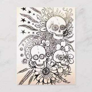 Zuckerschädel Tag totes Tattoo Kunst Postkarte Kun
