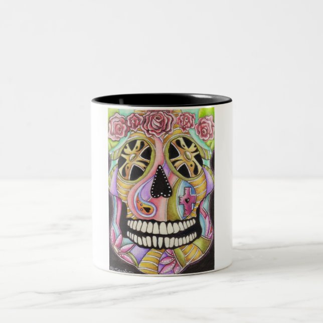 Zuckerschädel-Tasse Zweifarbige Tasse (Mittel)