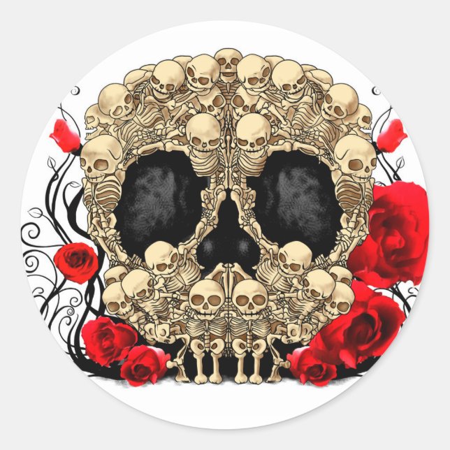 Zuckerschädel - Tattoo-Design Runder Aufkleber (Vorderseite)