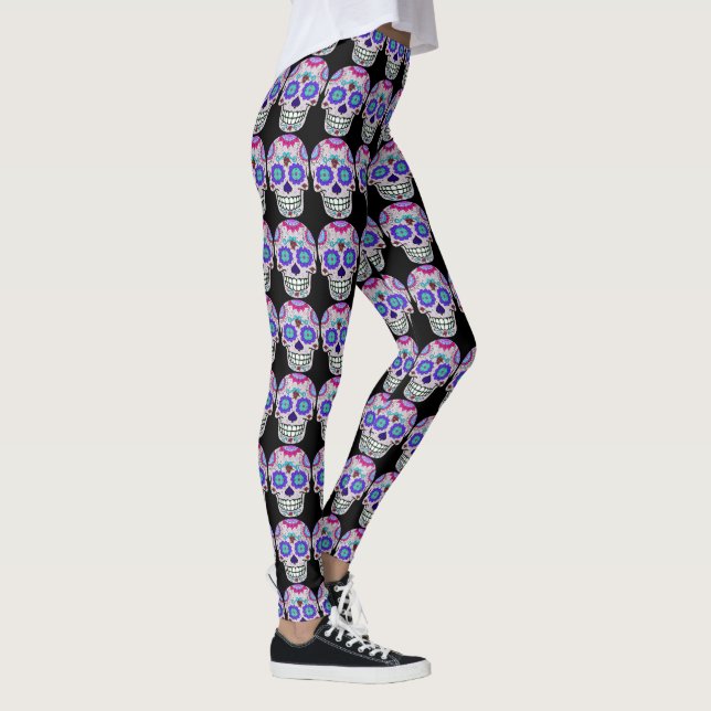 Zuckerschädel, Totentag, Halloween, Leggings (Rechts)