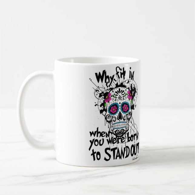 Zuckerschädel u. Grafik-Tasse Kaffeetasse (Links)