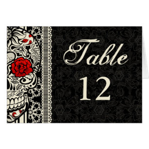 Zuckerschädel-u. Spitze-Wedding Tischnummer-Karte