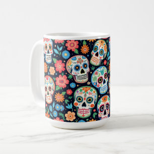 Zuckerschädel und Blume Kaffeetasse