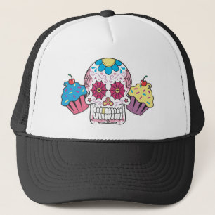 Zuckerschädel und -kleine Kuchen Truckerkappe