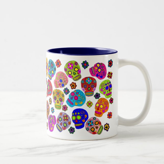 Zuckerschädel Zweifarbige Tasse (Rechts)