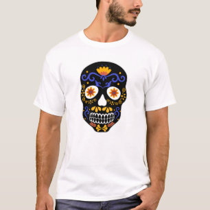 Zuckerschädelblau und Orangen T-Shirt