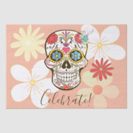 Zuckerschädeln, dünne, dünne Rose, Hippy-Floral Seidenpapier
