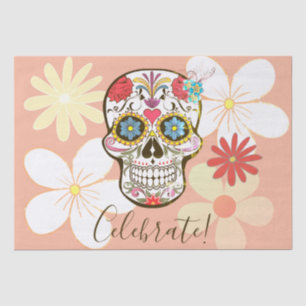 Zuckerschädeln, dünne, dünne Rose, Hippy-Floral Seidenpapier