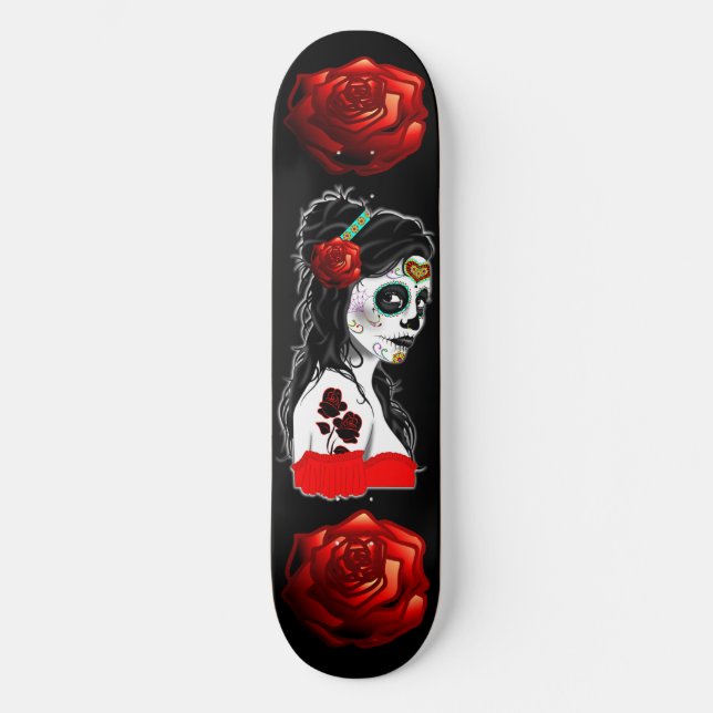 Zuckerschädelpinup-Skateboardplattform Skateboard (Vorderseite)