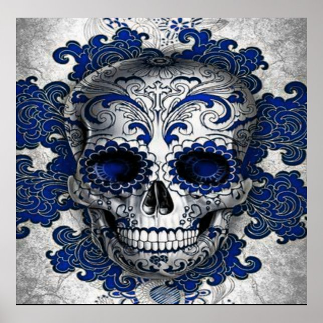 Zuckerschädelplakat in blau poster (Vorne)