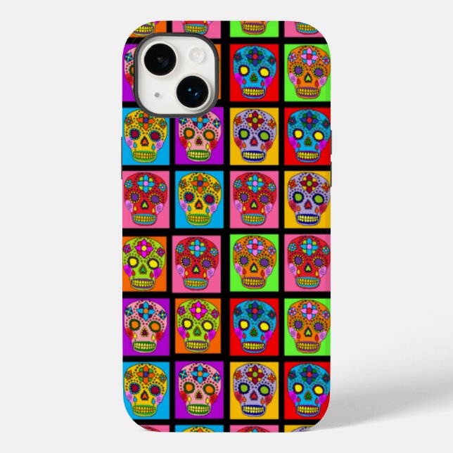 Zuckerschädelquadrate Case-Mate iPhone Hülle (Rückseite)