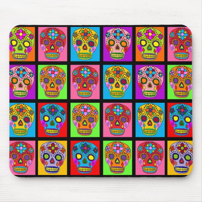 Zuckerschädelquadrate Mousepad (Vorne)