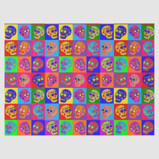 Zuckerschädelquadrate Seidenpapier (Vorderseite)