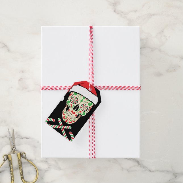 Zuckerschädelsanta individuell anpassbar geschenkanhänger (Mit Garn)