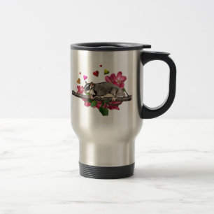 Zuckersegelflugzeug-Blumen und Herzen Reisebecher