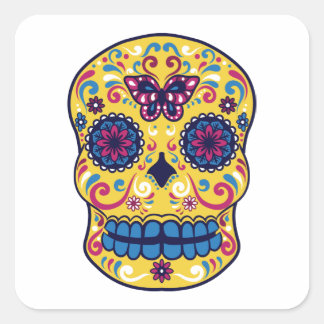ZUCKERSKULL QUADRATISCHER AUFKLEBER