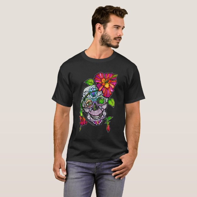 ZUCKERSKULL UND BLUME T-Shirt (Vorne ganz)