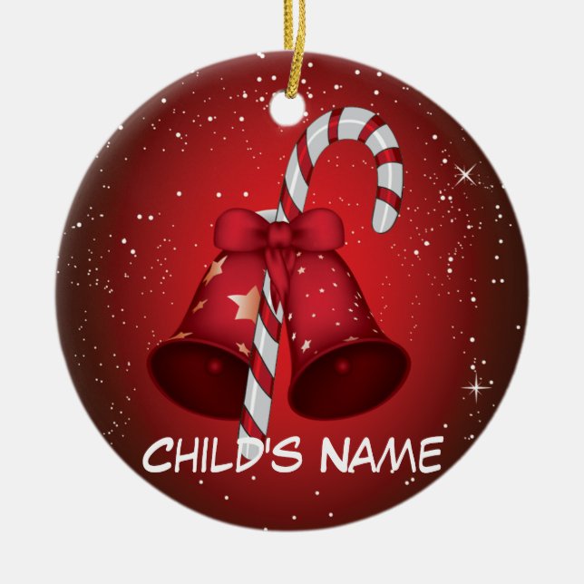 Zuckerstange Bell Keramik Ornament (Vorne)