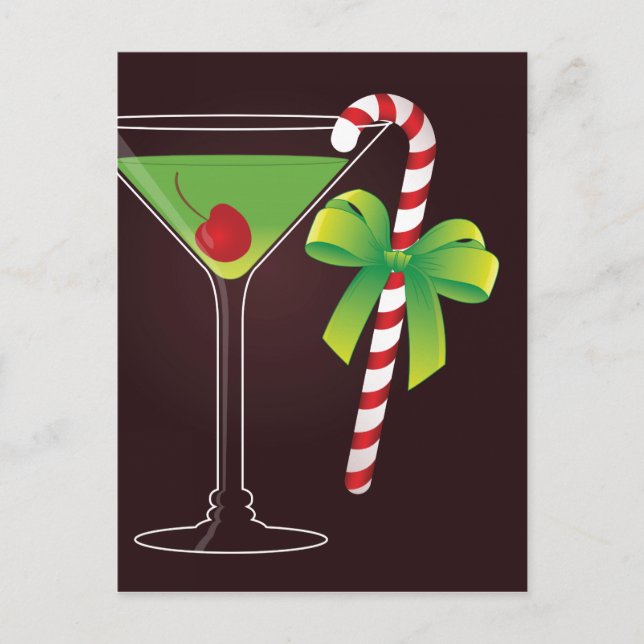 Zuckerstange-Cocktail-Weihnachten Feiertagspostkarte (Vorderseite)