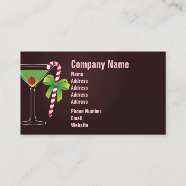 Zuckerstange-Cocktail-Weihnachten Visitenkarte (Vorderseite)