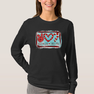 Zuckerstange Frieden Liebe Weihnachten Santa Hut I T-Shirt