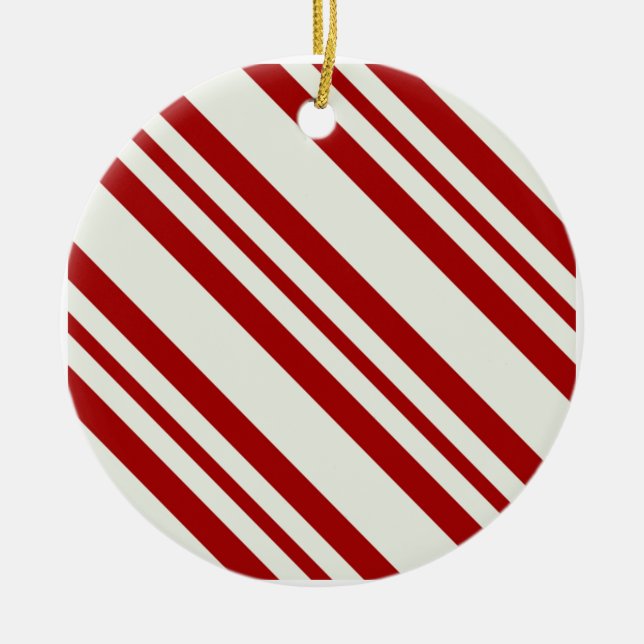 Zuckerstange-gestreifte Weihnachtsverzierung Keramikornament (Vorne)