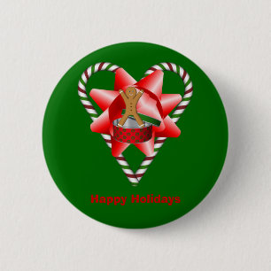 Zuckerstange-Herz-Weihnachtsfeiertags-Knopf-Button Button