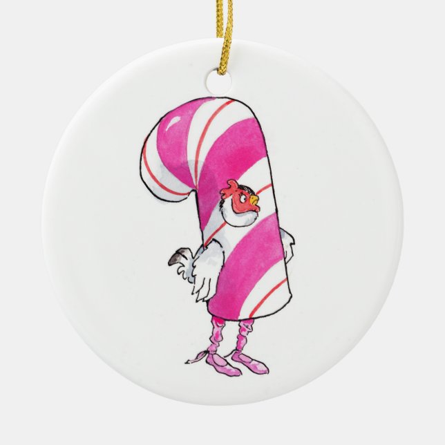 Zuckerstange-Huhn Keramik-Weihnachtsverzierung Keramik Ornament (Vorne)