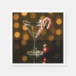 Zuckerstange in einem Weihnachts-Martini Serviette