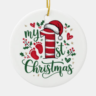 Zuckerstange “Mein 1. Weihnachten” mit Foto Keramik Ornament