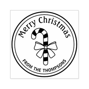 Zuckerstange mit Schleife Frohe Weihnachten Gummistempel