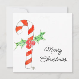 Zuckerstange mit Stechpalme Feiertagskarte