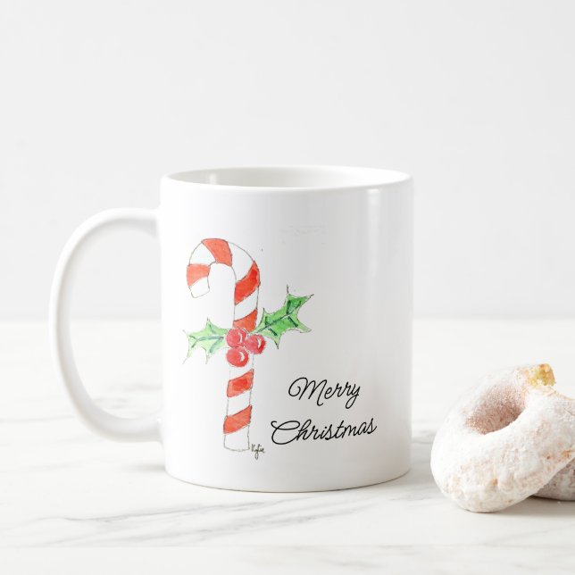 Zuckerstange mit Stechpalme Kaffeetasse (Mit Donut)