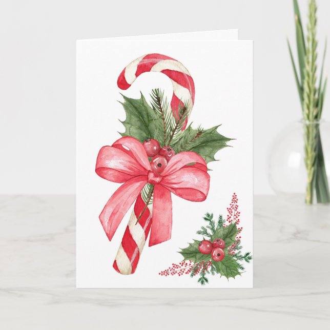Zuckerstange-nüchterne Weihnachtskarte Feiertagskarte (Vorderseite)