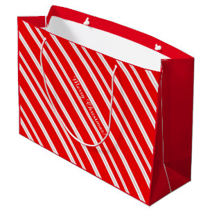 Zuckerstange-rotes Weiß Stripes frohe Weihnachten Große Geschenktüte