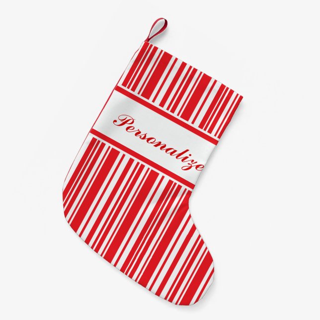 Zuckerstange-Streifen Kleiner Weihnachtsstrumpf (Vorderansicht (hängend))