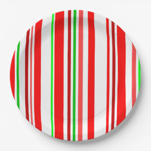 Zuckerstange Stripes rotes weißes grünes Pappteller