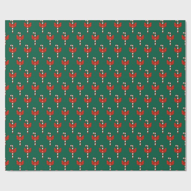 Zuckerstange und Schleife Geschenkpapier (Flach)