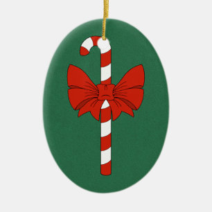 Zuckerstange und Schleife Keramik Ornament